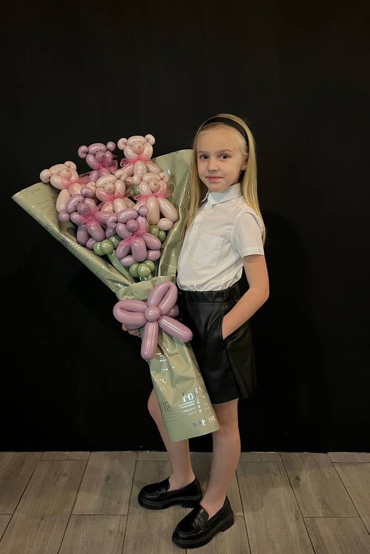 Цветок из шаров "Мишка"